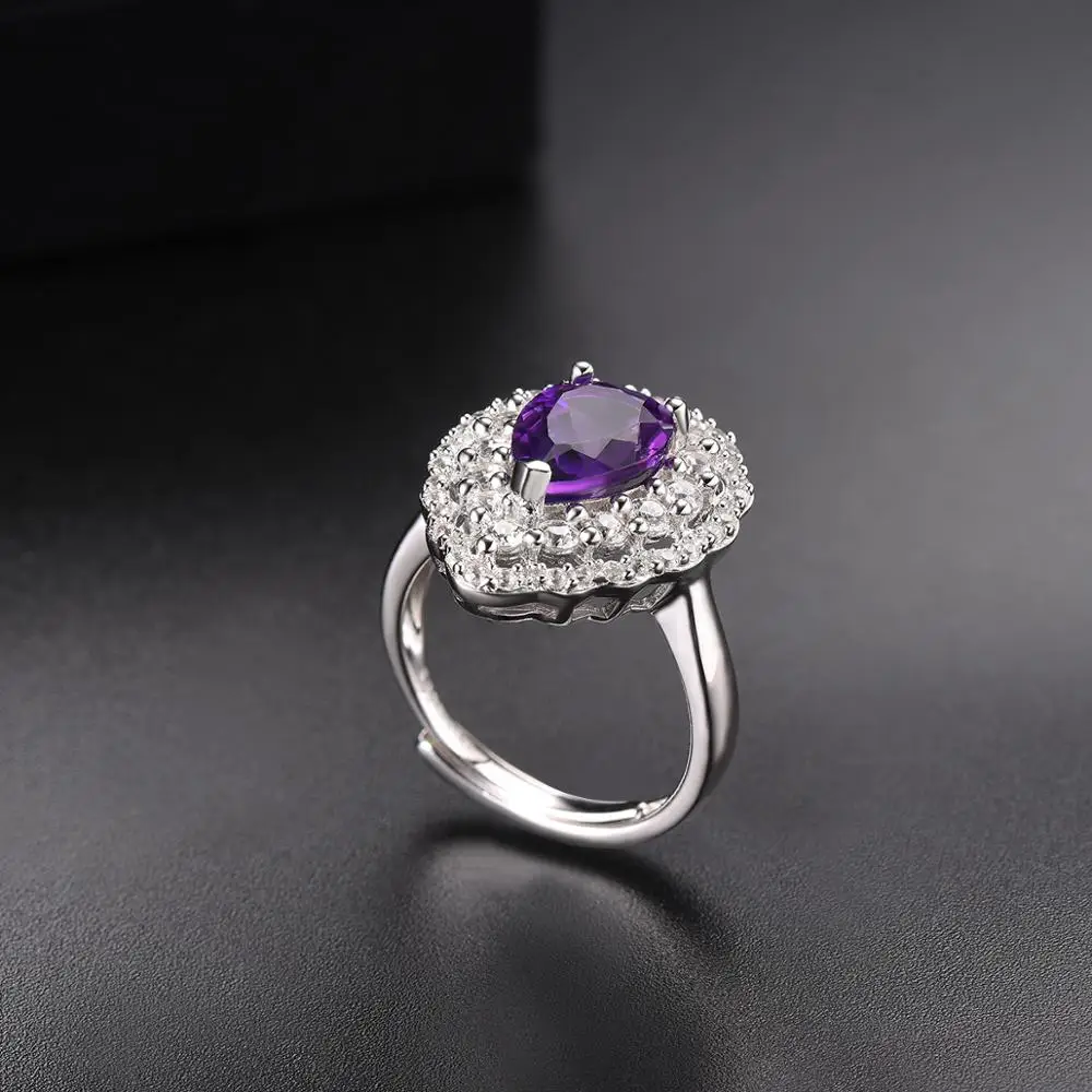 Hutang 1.92ct натуральный аметист регулируемое кольцо Твердые стерлингового серебра 925 драгоценные камни кольца изящные элегантные ювелирные изделия для женщин подарок