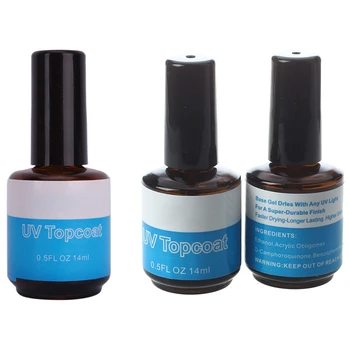 

1Pcs Nail Art Top Coat UV Gel Gloss Glaze Manicure & 2Pcs Nail Enamel UV Primer Nail Decoration False Manicure