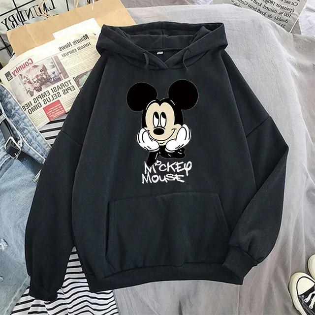 Disney Women Hoodies Minnie Mickey Mouse Hoodies Cartoon Tops Long Sleeve Pockets Sweatshirts Fashion Hooded Women 5