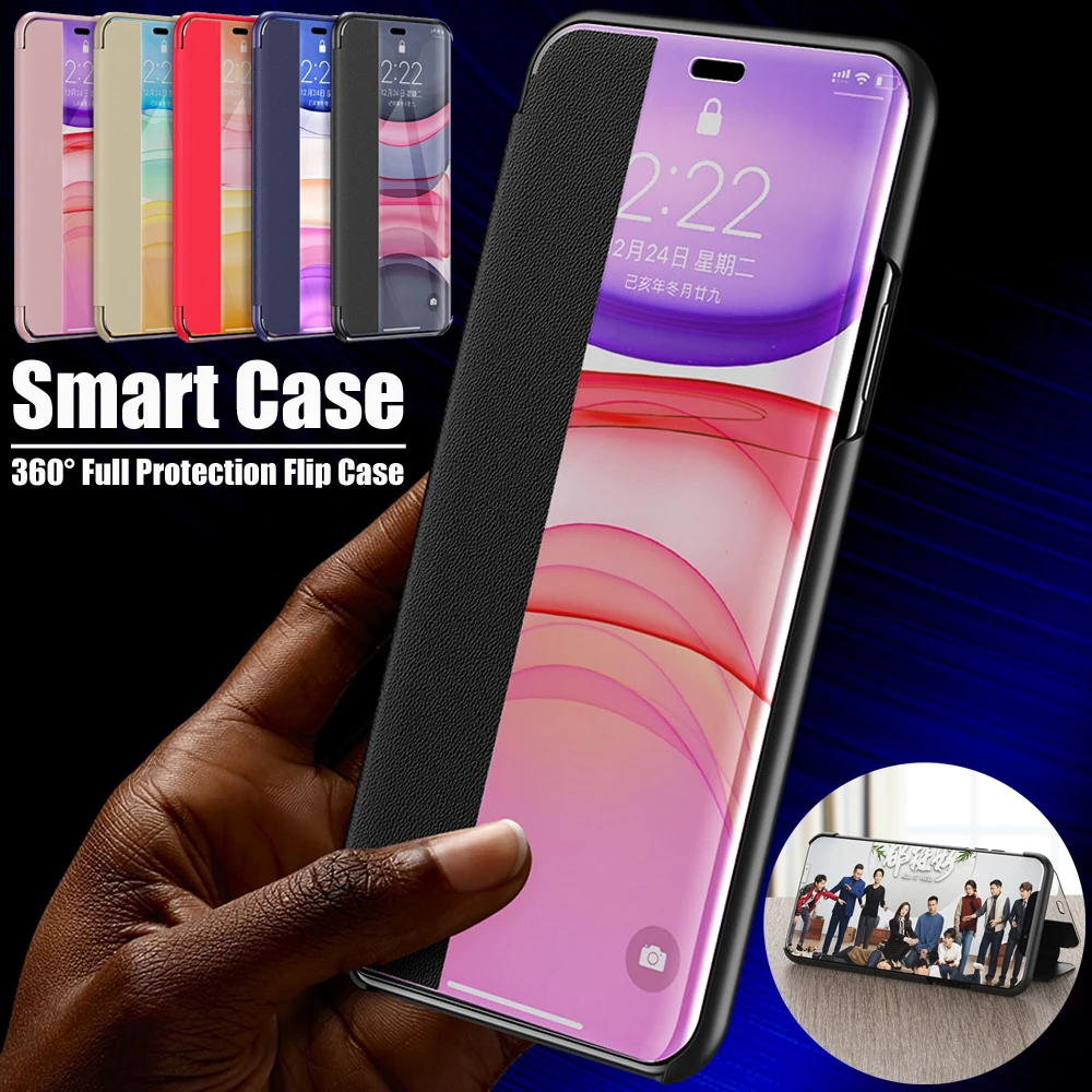 Роскошный прозрачный чехол-книжка с подставкой для Apple iPhone 11 Pro Max Xs XR X зеркальный