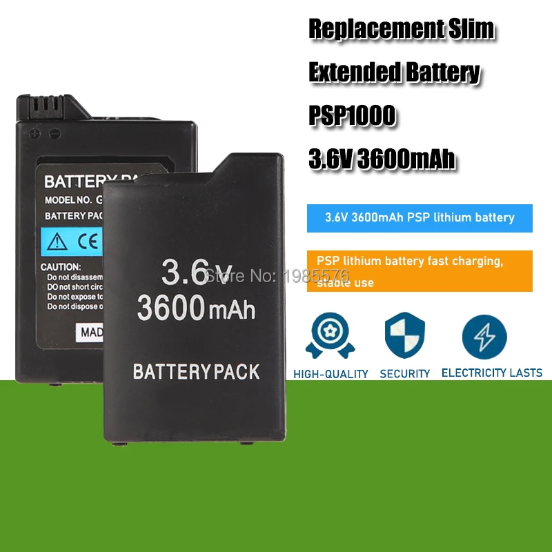 3.6v 3600mah PSP-1000 bateria de substituição para sony psp1000 playstation psp110 console portátil