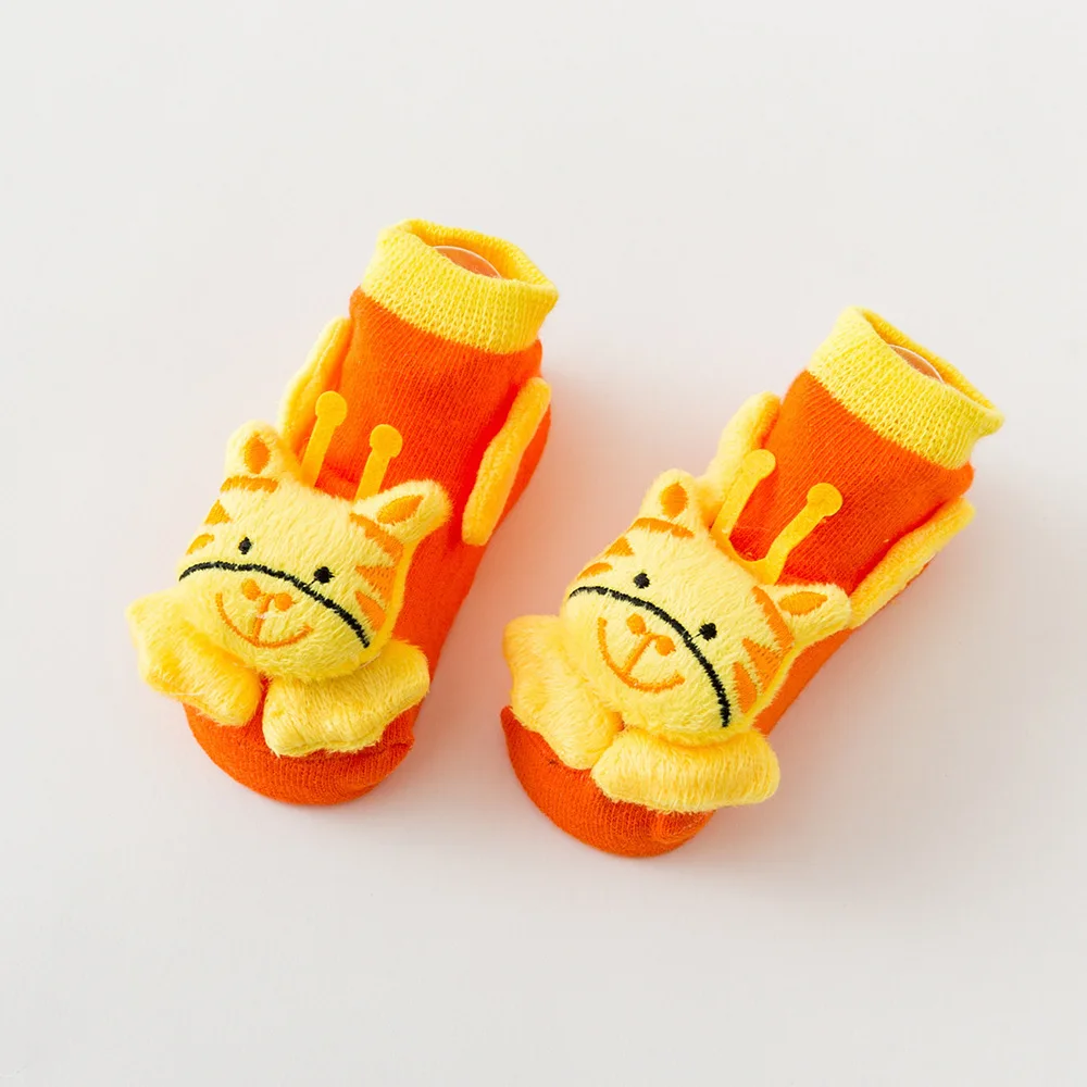 Orange fawn Осенние и зимние носки для малышей Нескользящие хлопковые носки для маленьких девочек с рисунками животных, meias, одежда для маленьких девочек милые мягкие носки для мальчиков - Цвет: Orange fawn