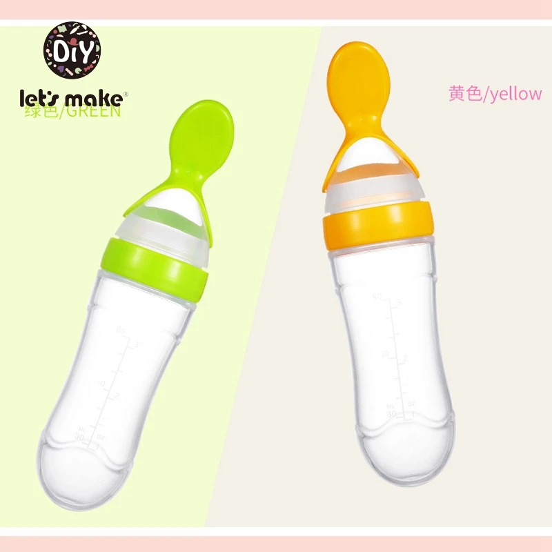 Let's Make Baby Training Rice Spoon Baby Squeeze Feeding Bottle Tableware Tool 90ml Safe Food Grade Silicone Children Dinnerware