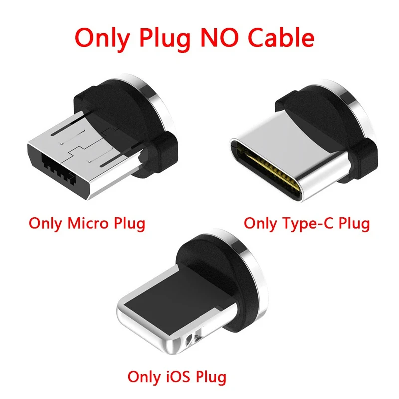 Светящийся Магнитный кабель Micro USB для зарядки samsung type C светодиодный зарядный кабель для iPhone Магнитный зарядный кабель usb type C - Цвет: Only Plug