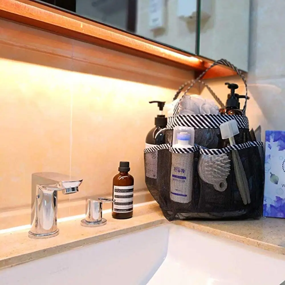 Shower Caddy Tote Mesh Shower Basket Quick Dry Bathroom Organizer with 8 Pockets Portable Caddy for Dorm Camping Swimming 30FP