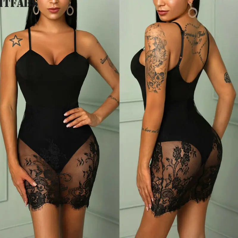 Соблазнительное боди на бретелях-спагетти кружевное прозрачное Сетчатое