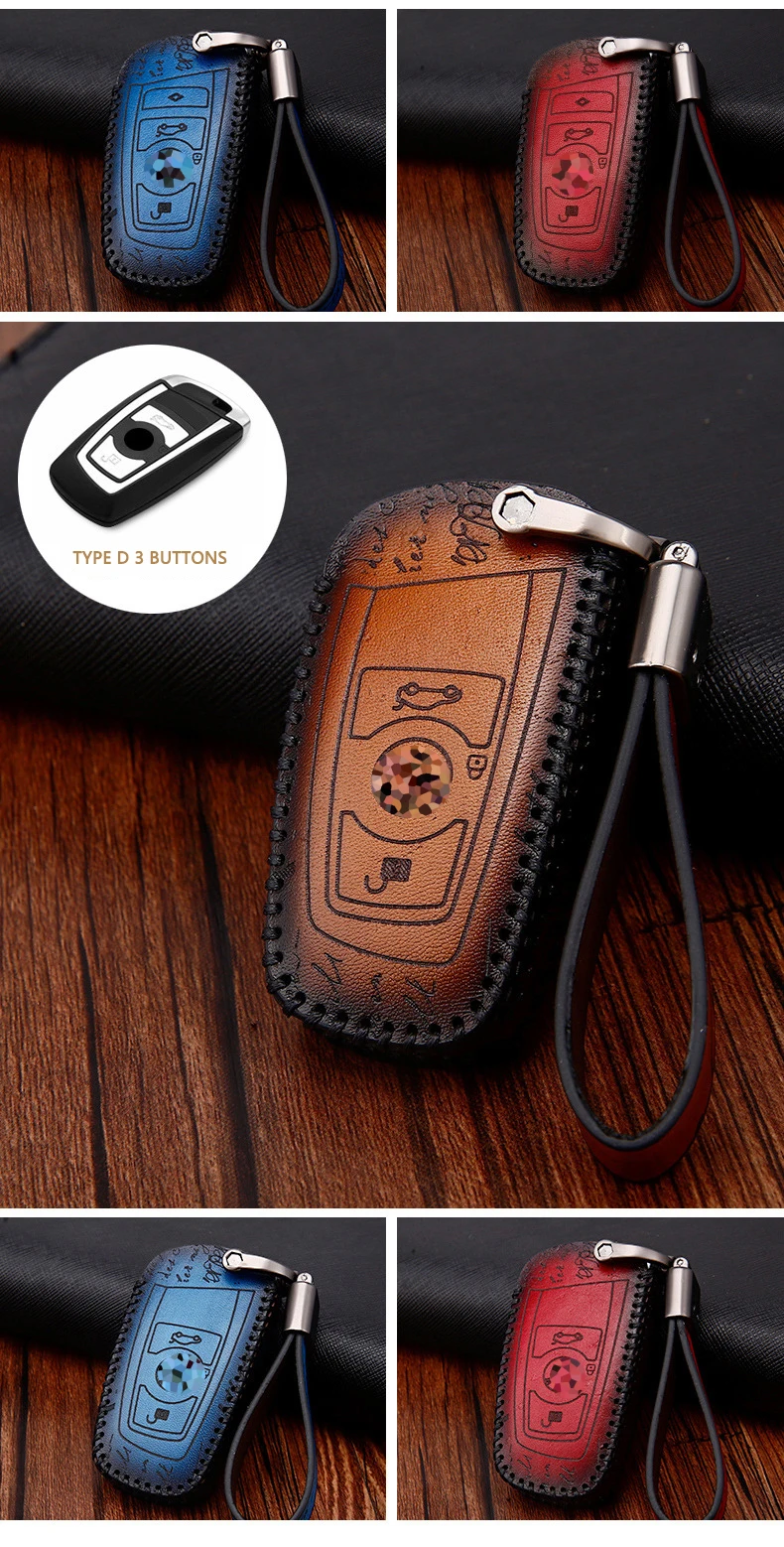 Чехол для автомобильного ключа для BMW 1 2 3 4 5 6 7 серии F30 F10 F20 X3 X4 Чехол для автомобильного ключа из натуральной кожи чехол для ключа кошелек для автомобильного стайлинга