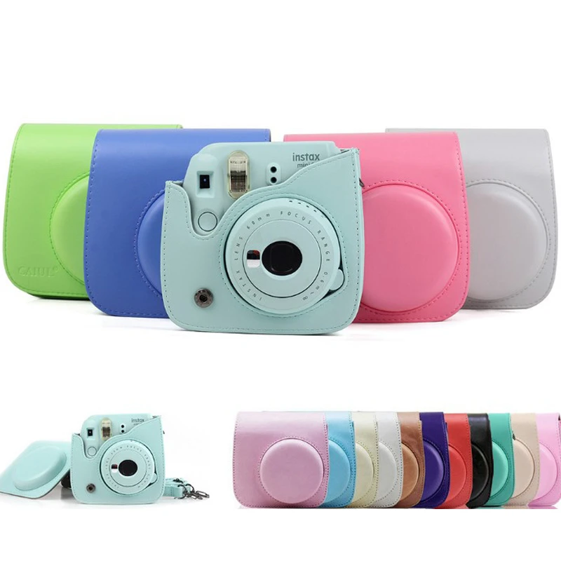 

Shoulder Camera Colorful Protective Case For Fujifilm Polaroid Mini 8 8+ 9 Instax Pu Leather Film Camera Bag Pouch Cases