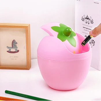 

Countertop Plastic Swing Lid Trash Can Table Desk Car Strawberry Mini Garbage Trash Bin