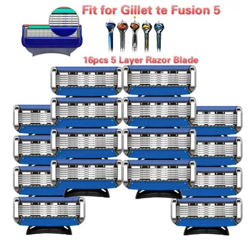 

16pcs/lot Razor Blade for Men Machine for Shaving Blade for Gillet te Fusion 5 Layer Shaver Stainless Steel Straight Razor