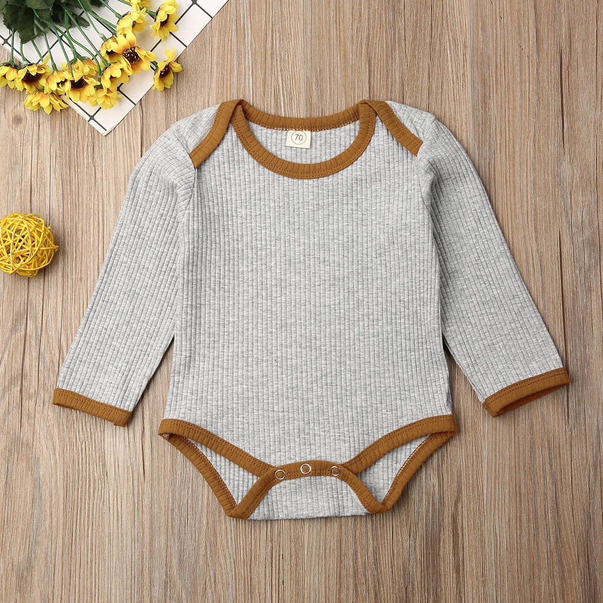 Gray Long Sleeve Новинка; брендовые Детские комбинезоны для новорожденных; Вязаный комбинезон для маленьких мальчиков; хлопковый комбинезон в стиле пэчворк с короткими рукавами; летняя Базовая модная одежда; Лидер продаж года - Цвет: Gray Long Sleeve