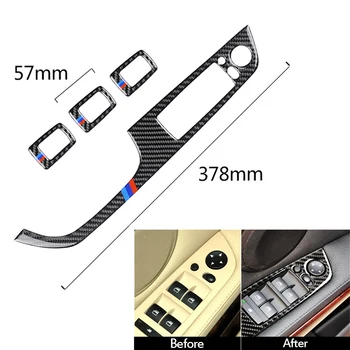 

4Pcs Real Carbon Fiber Door Window Switch Panel Cover Trim For BMW 3 Series E90 2005 2006 2007 2008 2009 2010 2011 2012 LHD