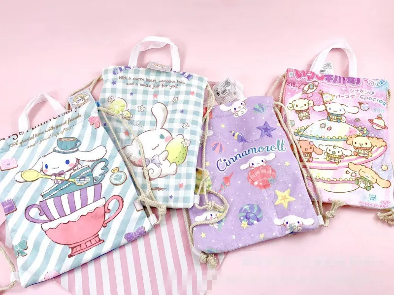 60 шт./лот Cinnamoroll сумка на шнурке с логотипом собаки, холщовые сумки