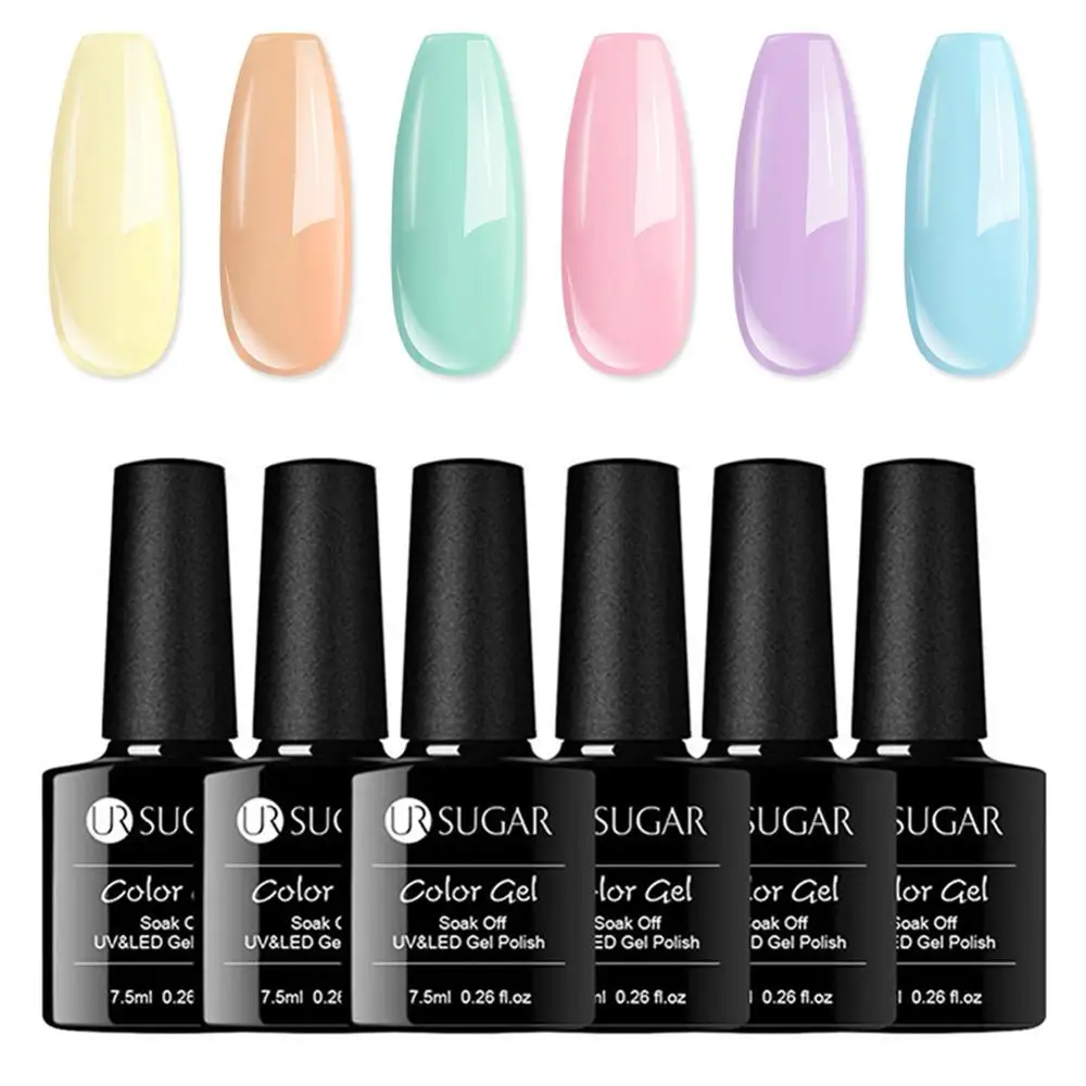 Ur Sugar 8 шт. чистый цветной гель для ногтей Набор лаков Vernis Полупостоянный гель лак замачиваемый УФ гель лак 7,5 мл стойкий - Цвет: 121854