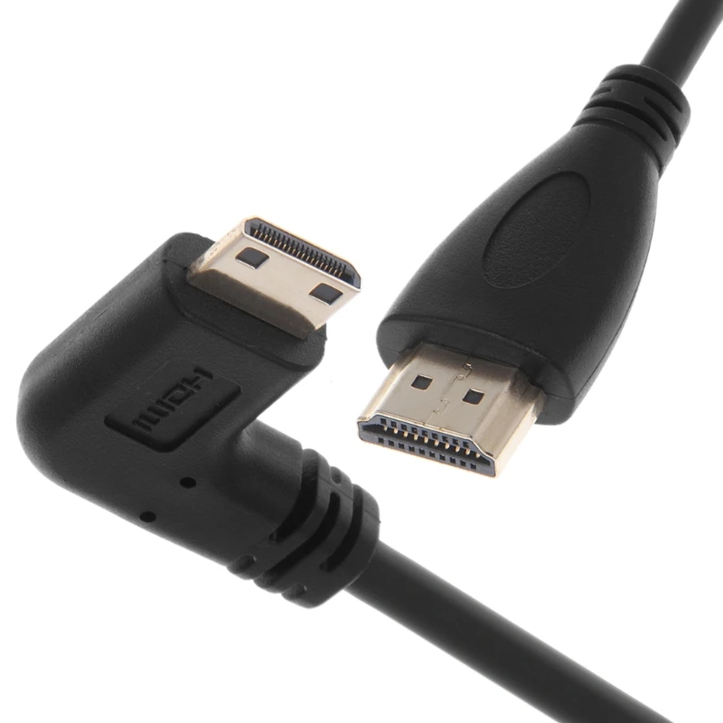 Прямоугольный 90 градусов мини HDMI к HDMI спиральный кабель конвертер Кабель-адаптер