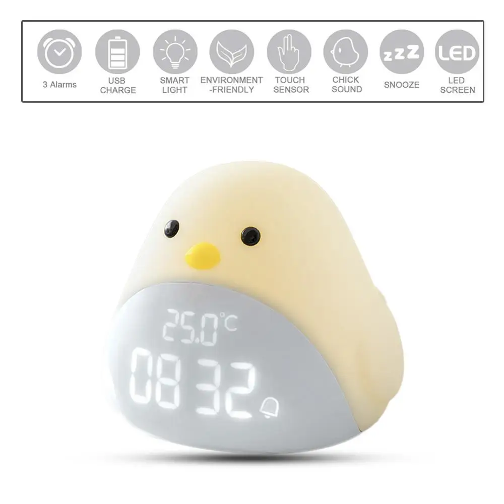 子供アラーム時計子供の睡眠トレーナーかわいいひよこusb充電タッチ制御夜の光アラーム時計2アラーム設定 アラームクロック Aliexpress