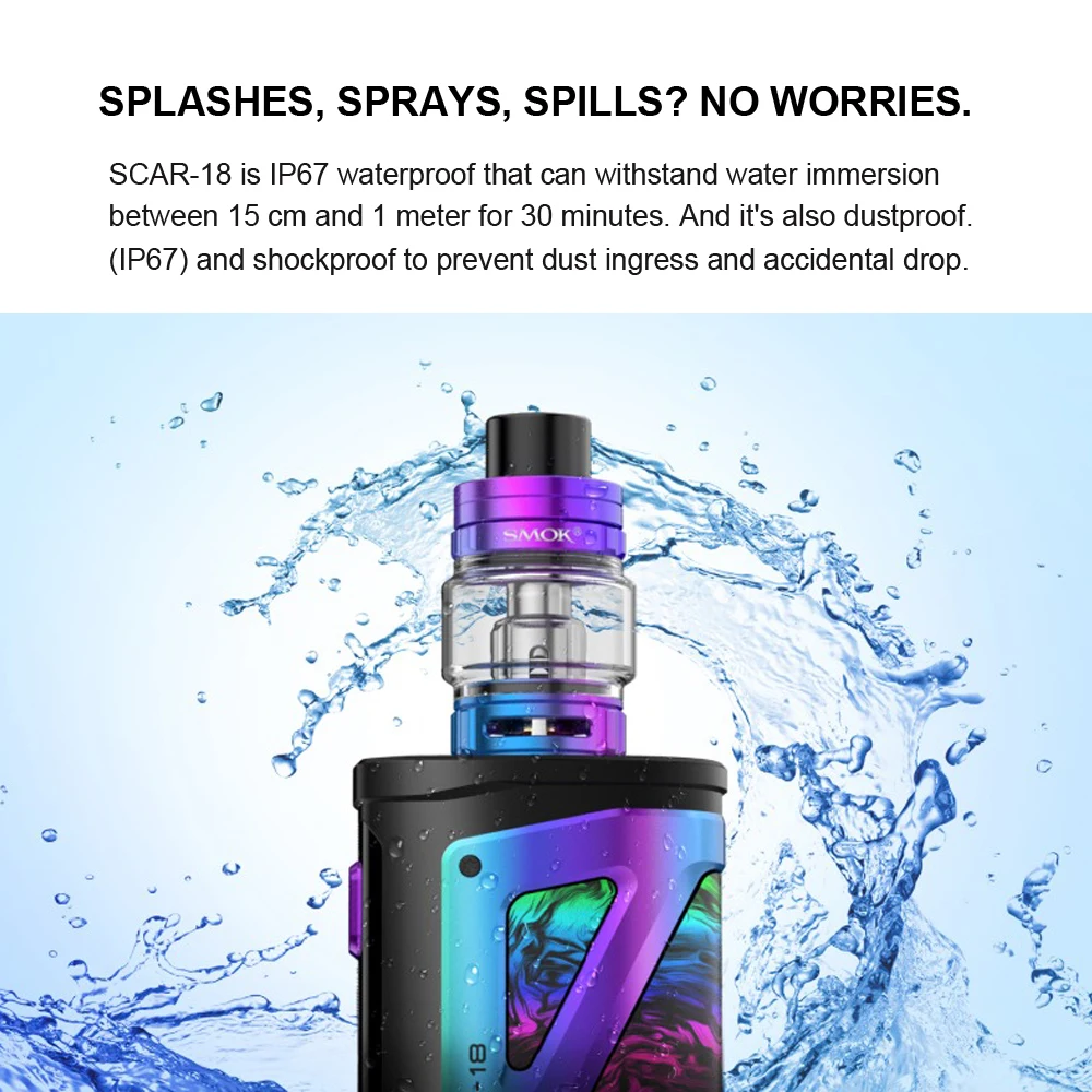 Оригинальный комплект SMOK SCAR 18 водонепроницаемая электронная сигарета 230 Вт вейп