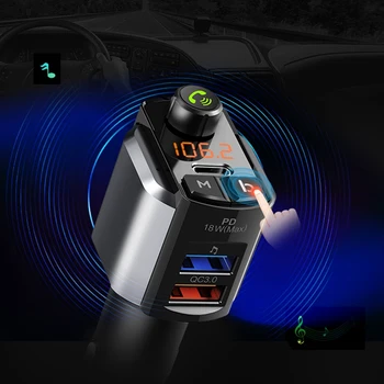 

Car Bluetooth Car FM Transmitter MP3 Player Radio Wireless Adapter Kit PD/QC3.0 USB Charger C69S