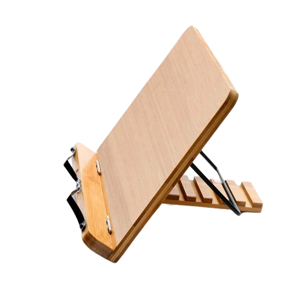 

Faroot Wood Book Stand Adjustable Foldable Book Holder Tray with Holder Clips for Cookbooks Recipe Books Textbooks Tablets
