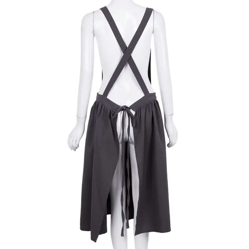 Aprons Simple Washed Cotton Uniform Adult Aprons for Woman Lady's Kitchen Cooking Gardening Coffee Shop