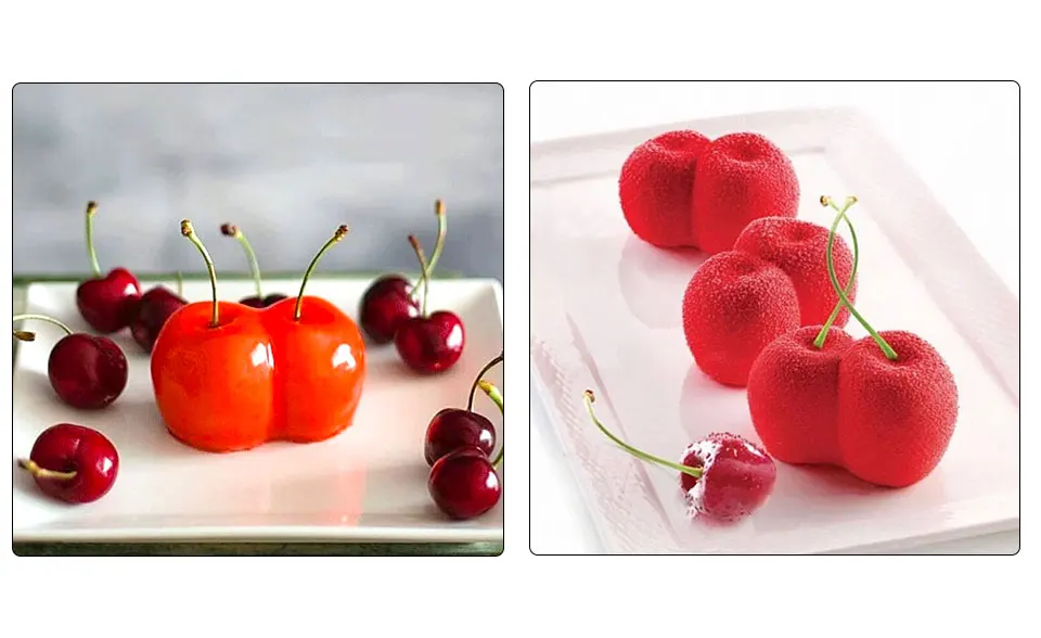 SILIKOLOVE New French Dessert Mousse Cake Silicone Mold 6 Forms Conjoined Cherry Silicone Molds Artificial Fruit Cake Decorating 2