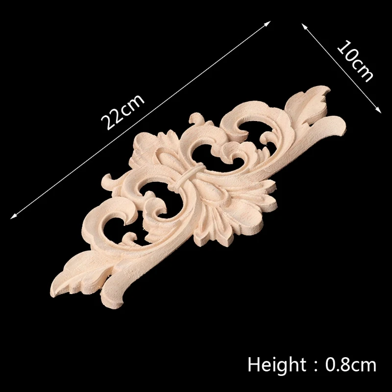 Wood Carved Corner Onlay Applique Frame Decoration Furniture Unpainted Home