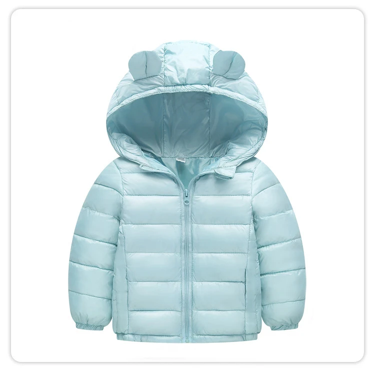 Зимние куртки для мальчиков; модные хлопковые толстые ветровки; Повседневная Верхняя одежда для маленьких девочек; Детское пальто с капюшоном; 13 цветов - Цвет: light blue