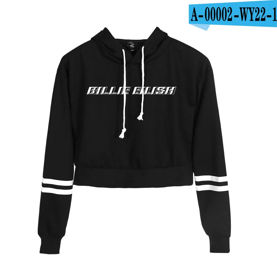 A00002-1 Женская модная укороченная Толстовка Billie Eilish Hooides и свитшоты рубашка с длинными рукавами Harajuku Толстовка женская одежда пальто - Цвет: A00002-1