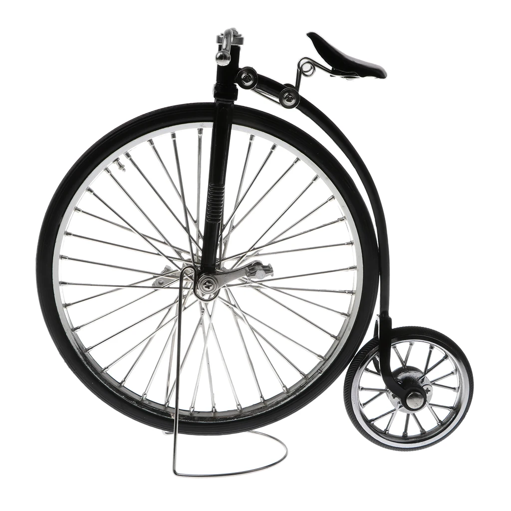 1/10th Retro Diecast Bicycle High Wheel Bike Model Collection Toy Gits Black