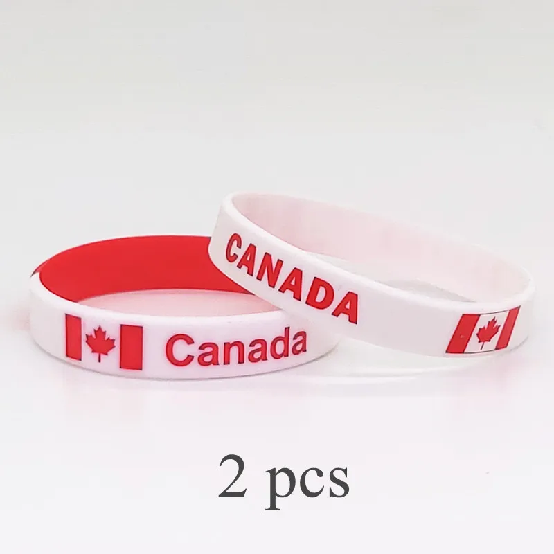 2 шт. силиконовые браслеты с изображением канадского флага для мужчин и женщин