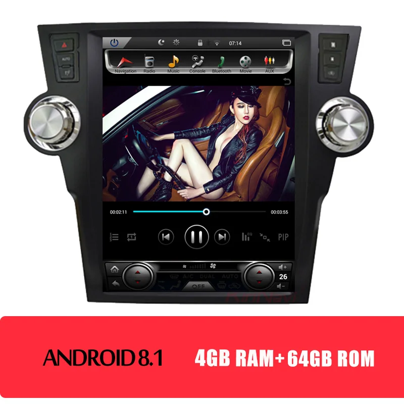 KiriNavi 12," 1 Din Android 8,1 Автомобильная магнитола для Toyota Highlander автомобильный Dvd мультимедийный плеер Android Gps навигация 2009-2013 wifi - Цвет: Android Car Radio