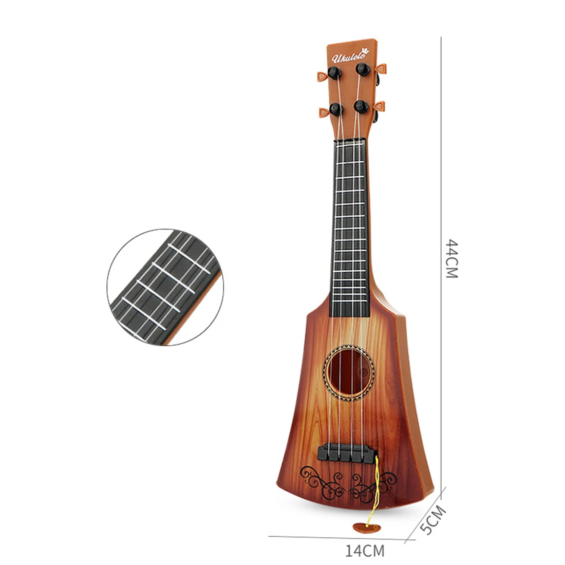 17 Inches Children Instrument Simulation Ukulele Playable Musical Toy With String Kids Gift- Light Brownness/Burlywood/Redwood