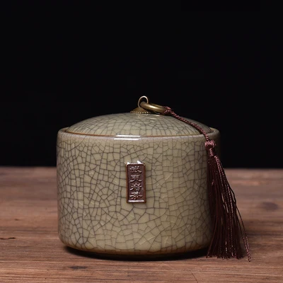 Герметичные чайные банки Longquan Celadon, упаковка для чая, портативная Чайная Коробка для путешествий, чайная банка, чайная баночка, резервуар для хранения - Цвет: Бежевый