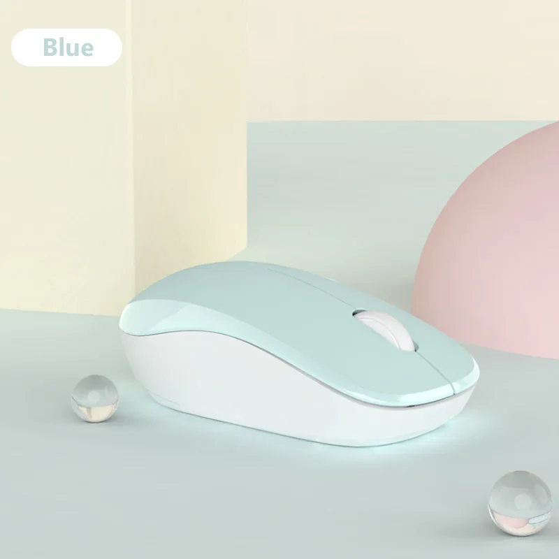 Blue Ультра-тонкая мини беспроводная мышь 2,4G Милая Бесшумная игровая мышь для Macbook Air Pro lenovo эргономичная Бесшумная компьютерная мышь для женщин - Цвет: Blue