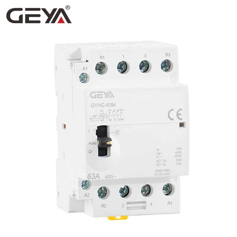 

GEYA Manual Contactor 4P 40A 63A 4NO OR 2NO2NC 220V Din rail Household AC Modular Contactor