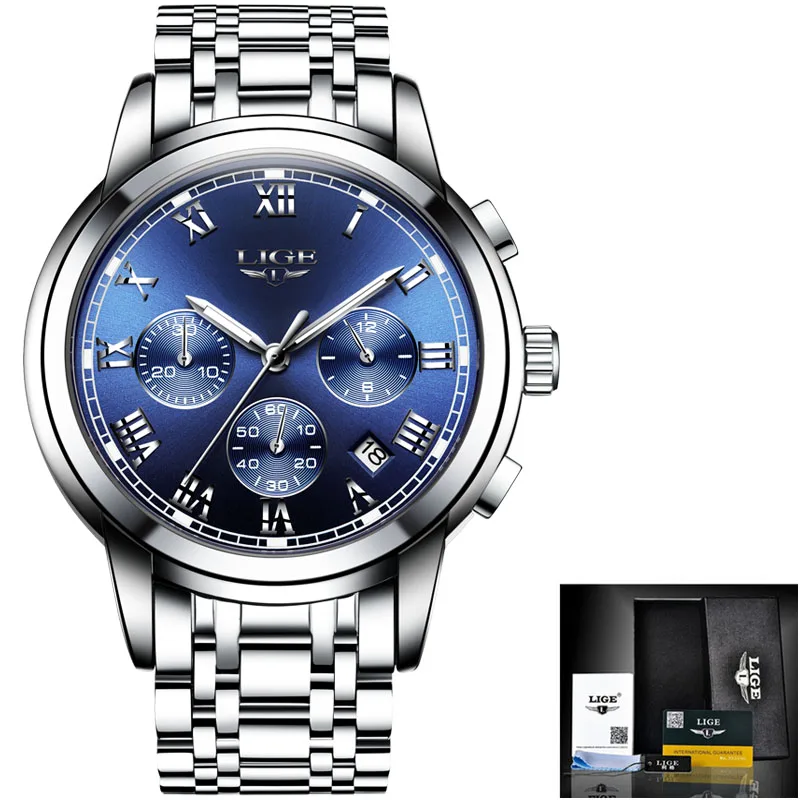 silver blue LIGE повседневные мужские s часы лучший бренд класса люкс автоматические механические деловые часы мужские водонепроницаемые наручные часы Reloj Hombres Tourbillon - Цвет: silver blue