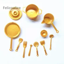 Ustensiles artificiels en miniature à échelle 1/12, accessoires de cuisine, modèle de jouets, fourchette, marmite, maison de poupées, vaisselle, alimentaire, 10/11 pièces,