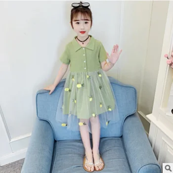 

Children's Princess Dress New 2020 Cool Summer Girls Beautiful Cute Mesh Dress 2 Print Colors Size6-14 Personality Dress ly317