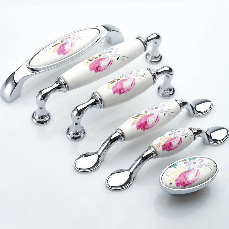 

European Style Ceramic Handle Cabinet Wardrobe Door Drawer Pastoral Style Modern European Style Chinese Style Vintage Single Bor