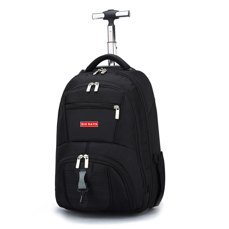 Лидер продаж, мужская дорожная сумка, мужской рюкзак, полиэфирные сумки, водонепроницаемый рюкзак для компьютера, фирменный дизайн, рюкзаки, рюкзак на колесиках - Цвет: Черный