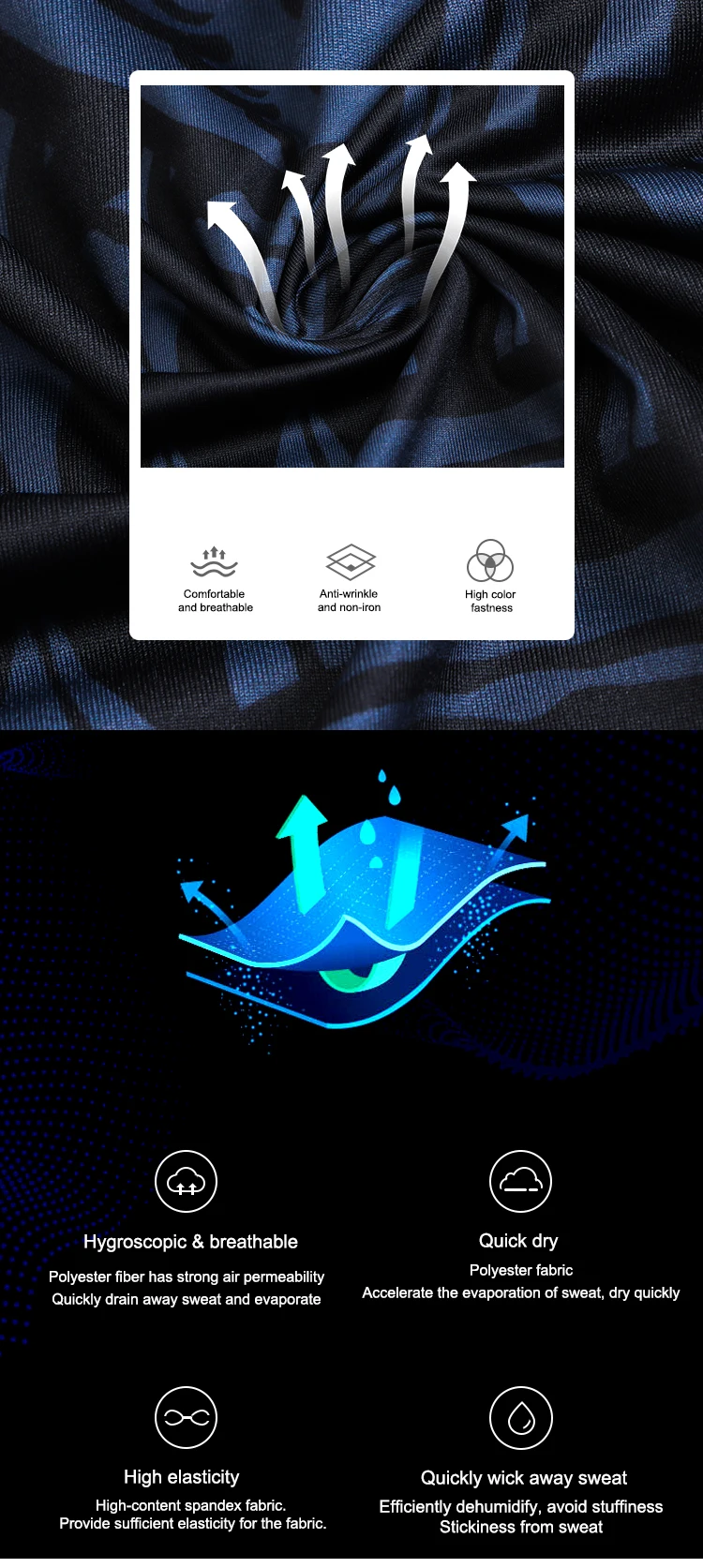Kurzärmliges, eng anliegendes Sport-Fitness-T-Shirt für Herren, hochwertige Trainingskleidung, elastische, eng anliegende Kleidung – Detail 2
