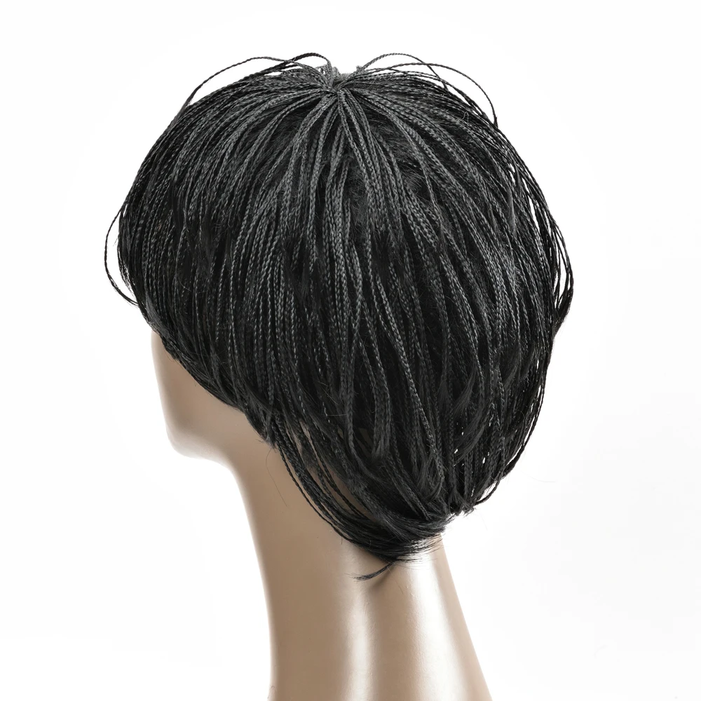 Crochet Braid Box Braided Wigs For Black Women Hair African Synthetic Pixie Cut Senegalese Twist Braides Wig synthetic hair wigs