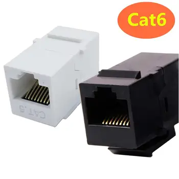 

CAT6 RJ45 Keystone Jack Female Coupler Insert Snap-in Connector Socket Adapter Port For Wall Plate Outlet Panel - White/Black