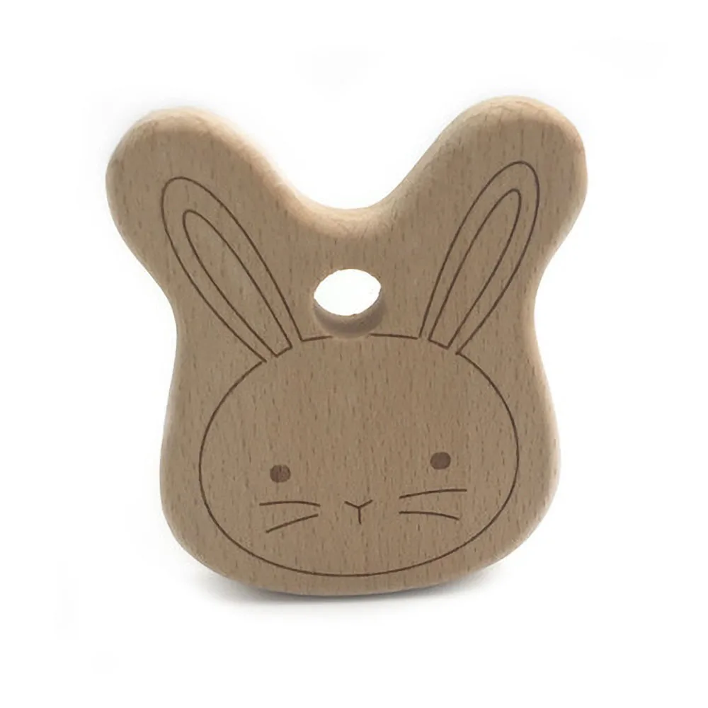 Baby Teether Safety Wood Rabbit Teethers for Baby Infant Kids Chew Tooth Toys Baby Dental Care Strengthening Tooth Training