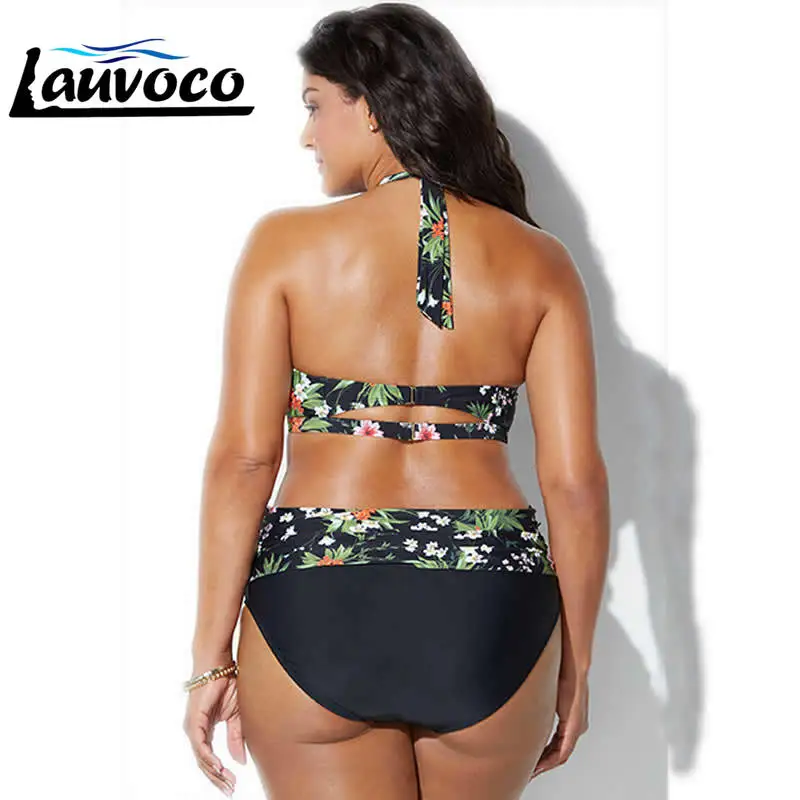 Комплект бикини с большой чашкой женский купальный костюм в стиле ретро лямкой