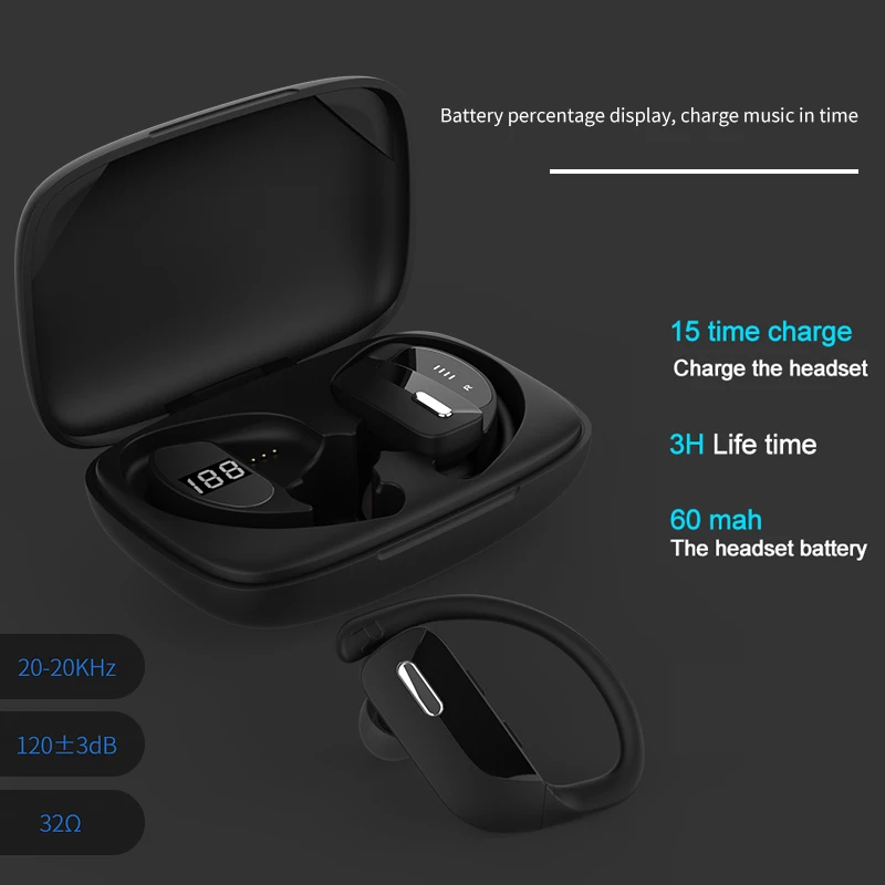 TWS Bluetooth 5 0 Earphones with Charging Box Wireless Earbuds 9D Stereo Sports Waterproof Earbuds Headsets With Microphone