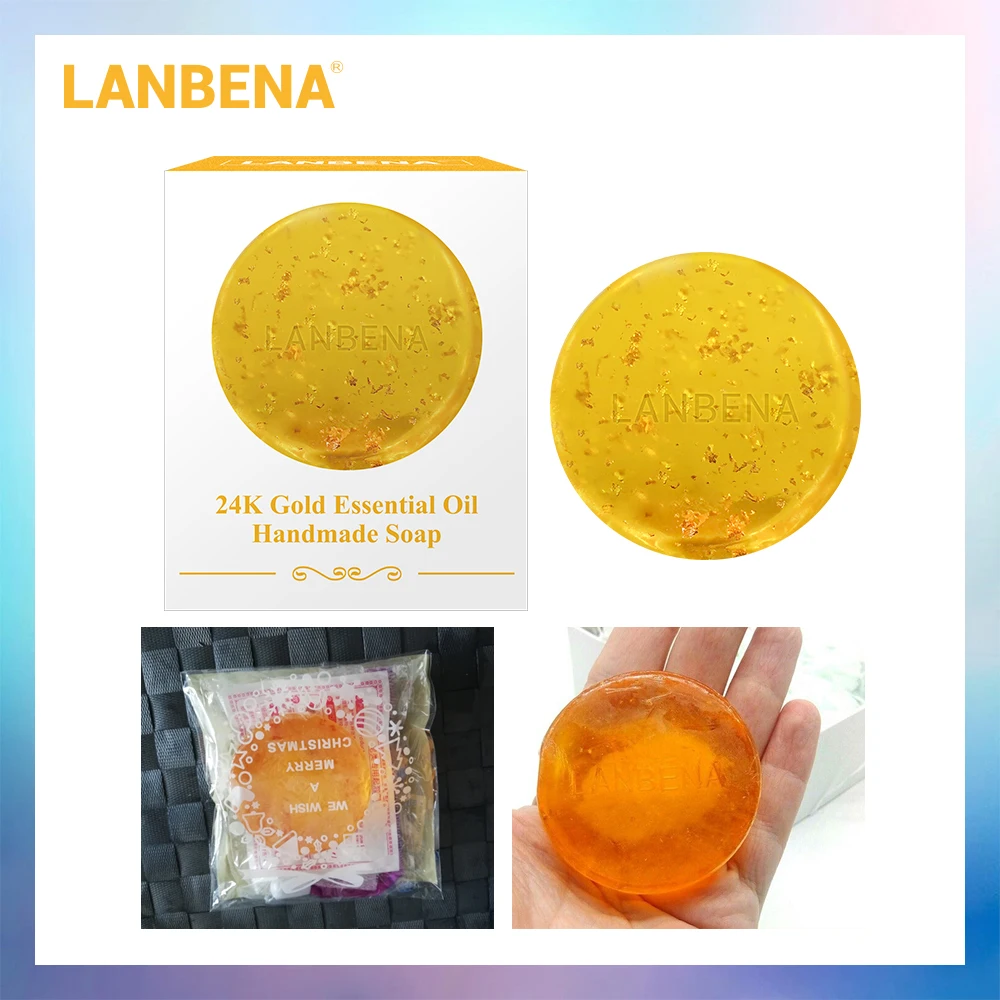 LANBENA 24 К золото ручной работы мыло антивозрастное водоросли глубокий Очищающий увлажняющий питательный отбеливающий против морщин для