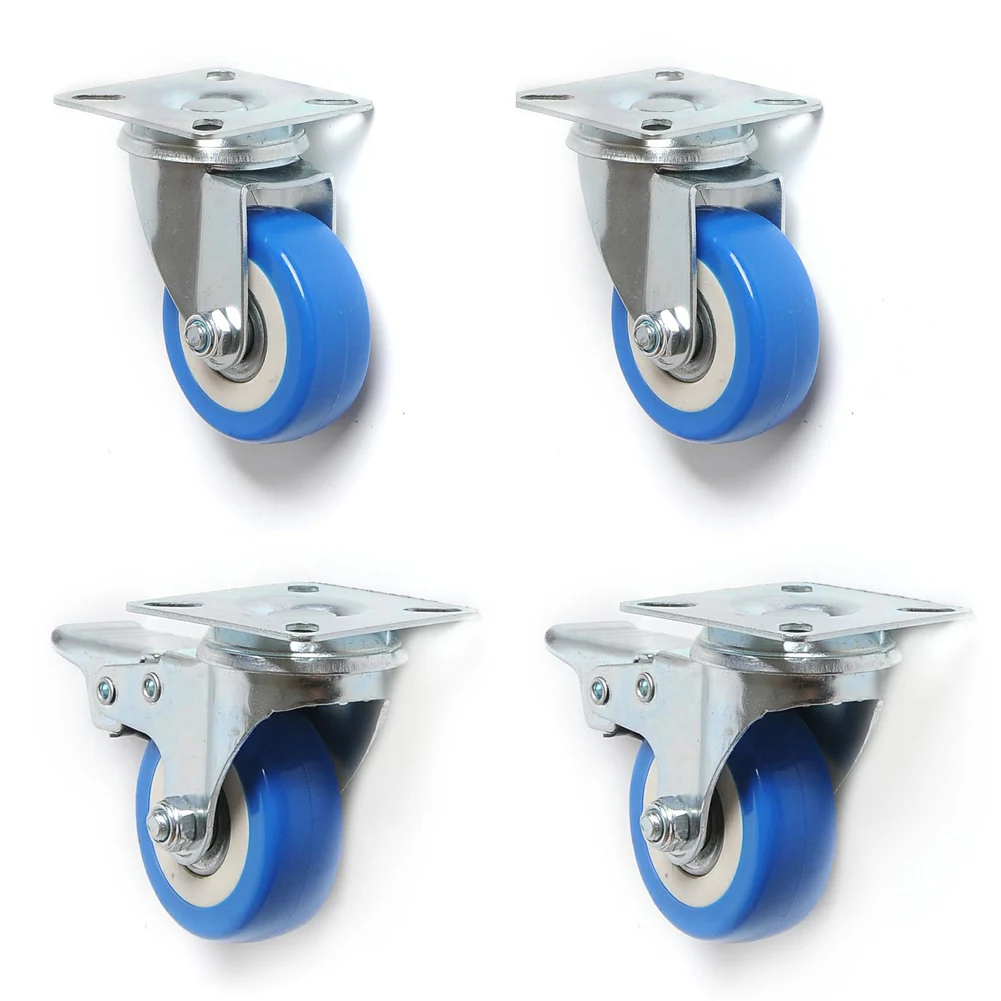 PVC Casters 4pcs Casters Heavy Duty 2 Inch Pneumatic Caster Wheels No Noise Wheels Top Plate J8#3