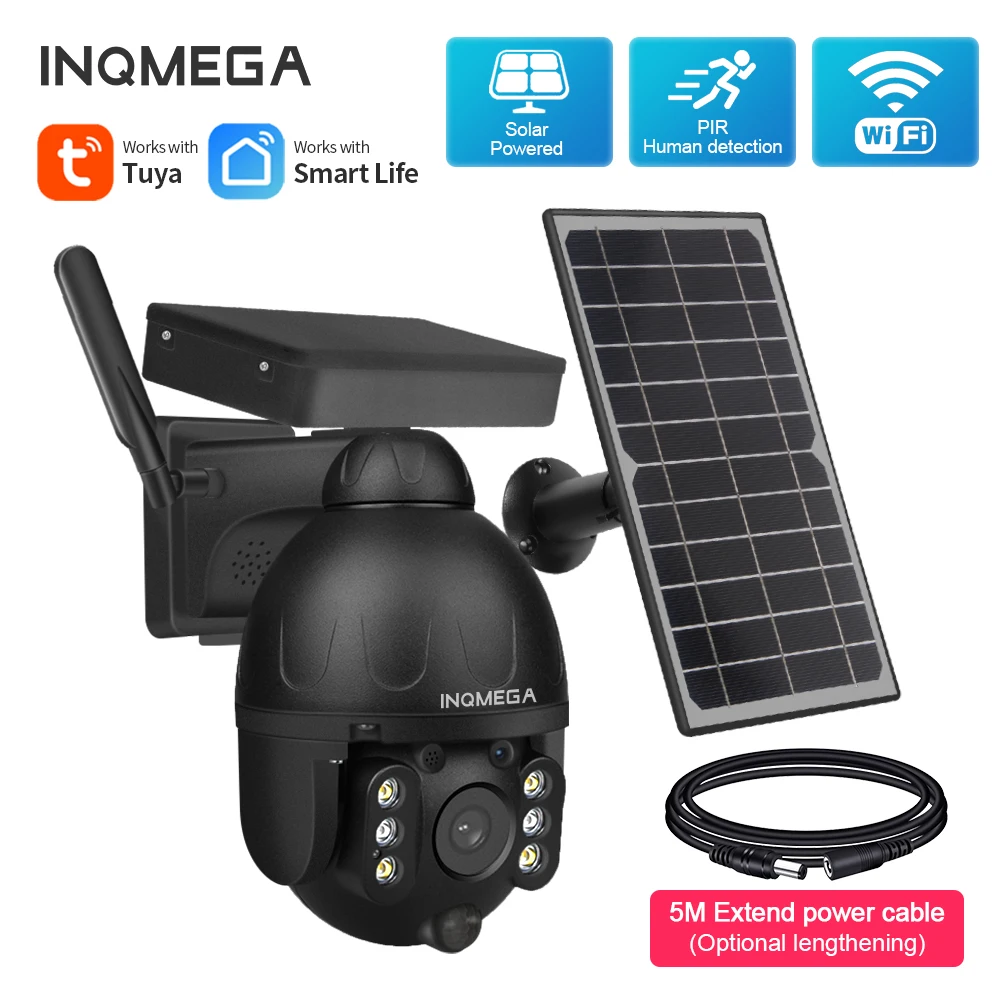 US $112.76 INQMEGA Solar Camera TUYA Smart Low Power CCTV Wireless Security Detachable Solar Cam Battery CCTV Video Surveillance Phone