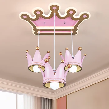 

Warm and romantic girl bedroom European style cute princess creative ins children's room cartoon crown Pendant Lights LB72101